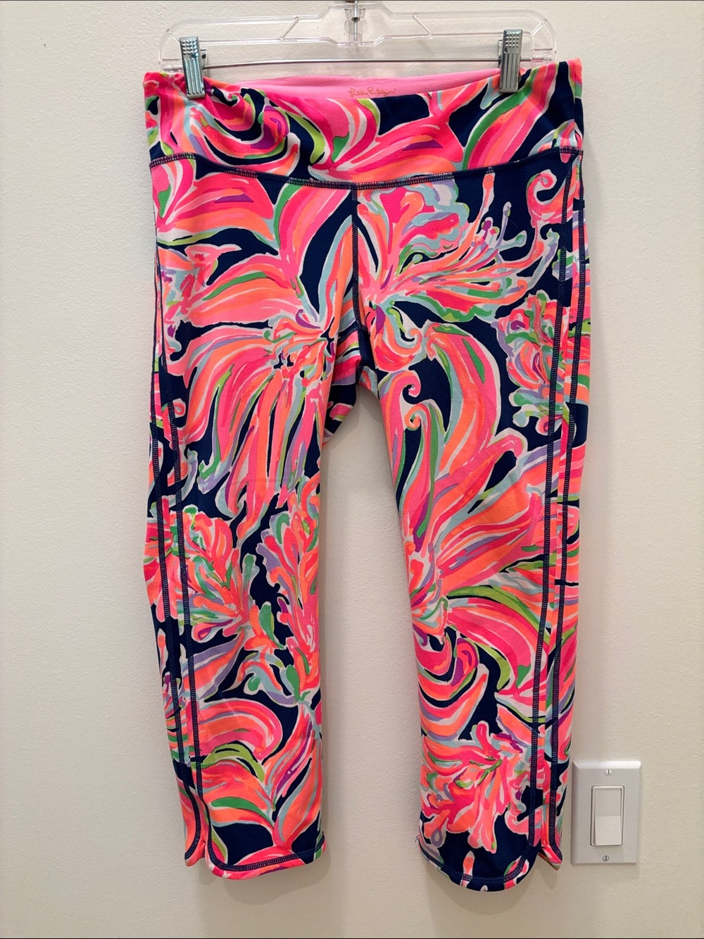Lilly Pulitzer Neon Floral Capri Leggings - Pink, Navy, Green